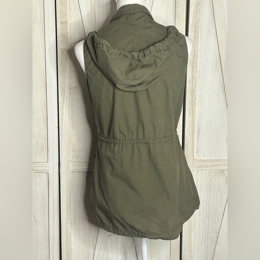 Mudd Army Green Women's Utility Hooded Vest Sz M EUC Gorpcore Military Chore - Picture 5 of 10